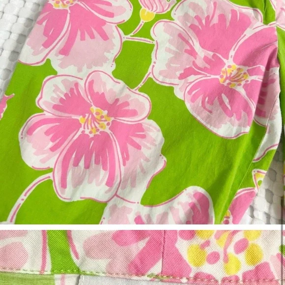 Lilly Pulitzer Women’s Cropped Straight Leg Pants Lavish Hibiscus Flowers - Picture 8 of 10